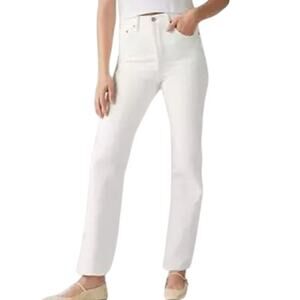 Levi's Premium Denim White High Waisted Ribcage Straight Ankle Jeans
